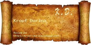 Kropf Dorina névjegykártya